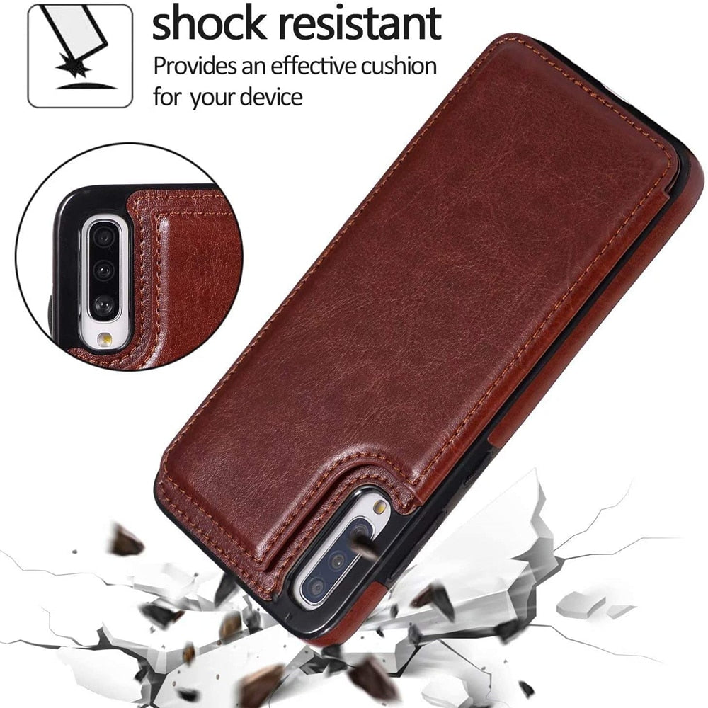 Red Color Case - Premium PU Leather Case for Samsung Galaxy S20 S10 S9 S8 Plus Ultra S10e S7 Edge Note 10 Pro Card Slots Magnetic Shockproof Case - 380230 Find Epic Store