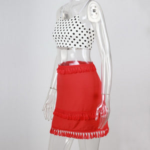 Women's High Waist Tassel Stitching A-Line Skirt - 349 Find Epic Store