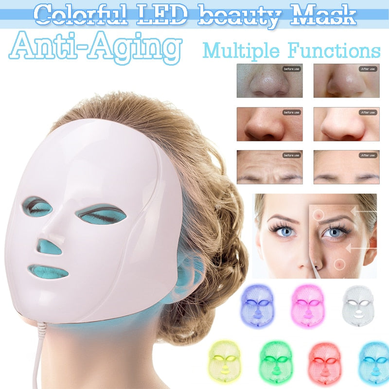 LED Mask Facial Beauty Skin Rejuvenation Photon Light 7 Colors Mask Therapy Wrinkle Acne Tighten Skin Tool Face Facial Machine - 200190144 Find Epic Store