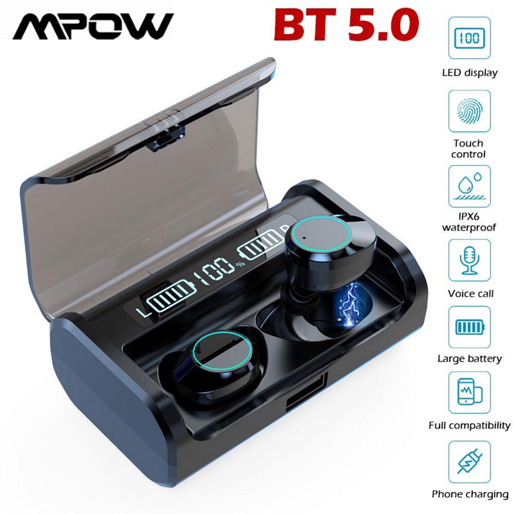 True 3D Stereo Sound Wireless Earbuds Bluetooth 5.0 Touch Control Waterproof Sport Headset With 3300mAh Charging Box IOS Android - 63705 Find Epic Store