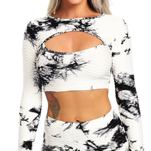 Print Women's Long Sleeve Yoga Top - 200000649 black top / S / United States Find Epic Store