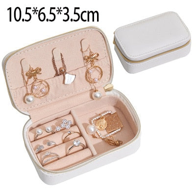 New 3-layers PU Jewelry Box Organizer Large Ring Necklace Display Makeup Holder Cases Leather Jewelry Case With Lock For Women - 200001479 United States / White-E Find Epic Store