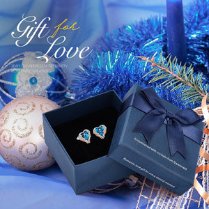 Punk Jewelry Heart Stud Earrings with Crystals Gun Black Plated Earrings - 200000171 Blue Gold in box / United States Find Epic Store