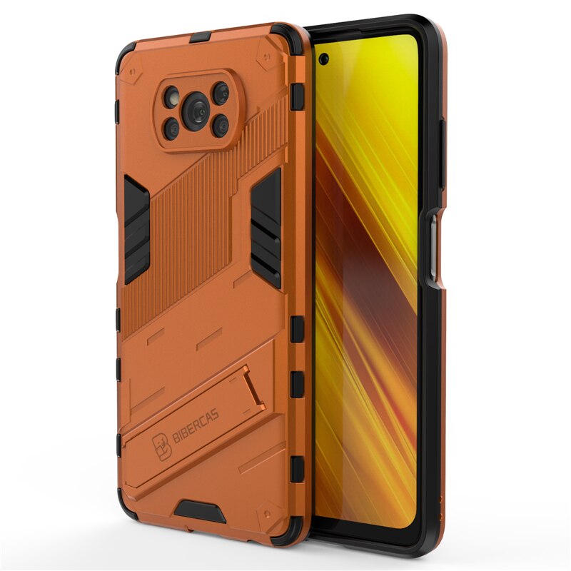 For Xiaomi Poco X3 Pro F3 Case Punk Stlye TPU Soft Rubber Armor Bracket Cover For Xiaomi Poco X3 Cover for Xiaomi Poco F3 PocoM3 - 380230 For Poco X3 Pro / Orange / United States Find Epic Store