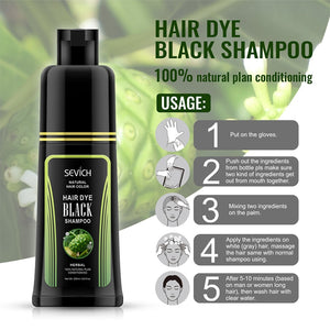 Sevich Herbal 250ml Natural Plant Conditioning Hair dye Black Shampoo Fast Dye White Grey Hair Removal Dye Coloring Black Hair - 200001173 Find Epic Store