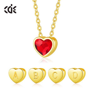 26 Letter Heart Pendant Necklace Jewelry Red Crystals from Swarovski Fashion Trend Necklace for Girl Gift Colar Vermelho - 200000162 Find Epic Store