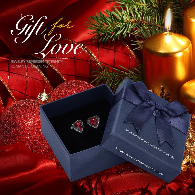 Fashion Brand Earrings Embellished with Blue Crystal Heart Earrings - 200000171 Red Black in box / United States Find Epic Store