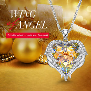 Women Fashion Brand Necklace AB Color Crystals Jewelry Angel Wings Heart Pendant Necklace Bijoux Accessories - 200000162 Find Epic Store