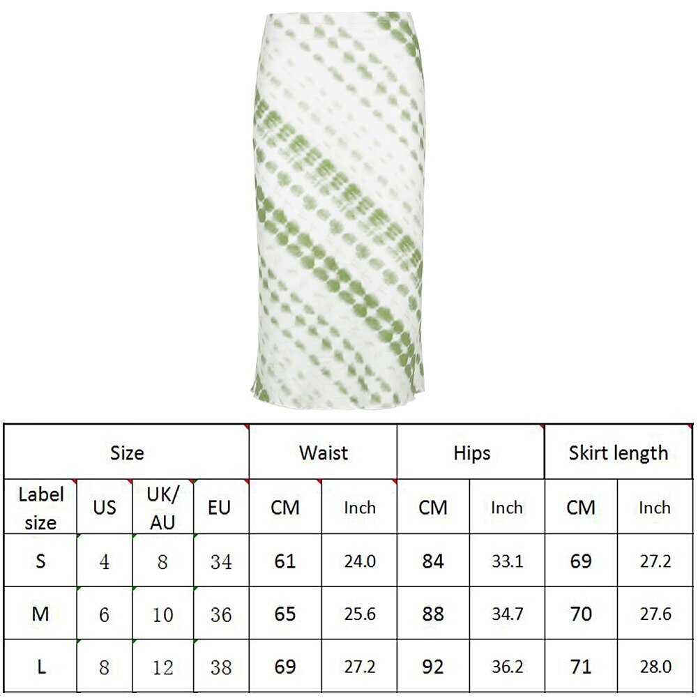 Tie Dye Print Aesthetic Frill Long Mid-calf Straight High Waist Skirt - 349 Find Epic Store