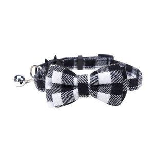 Plaid Grid Cat Collar With Bell Fashion Adjustable Pet Collar With Bow Tie Cat Head Supplies Cotton Striped Bowknot Necklace - 200003709 B / M / United States Find Epic Store