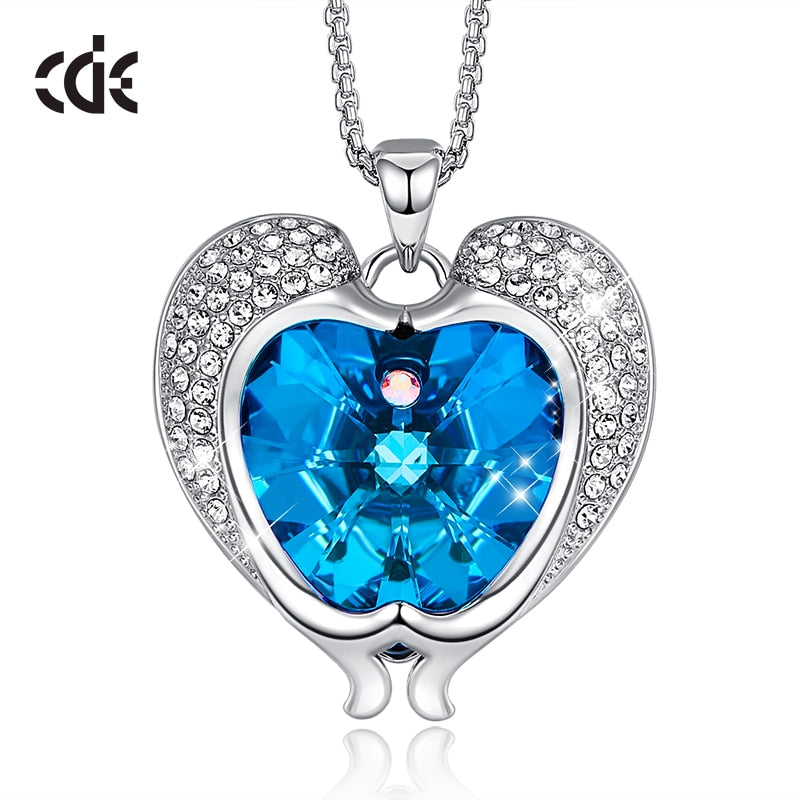 Women Silver Color Necklace Embellished with Crystals - 200000162 Blue / United States / 40cm Find Epic Store