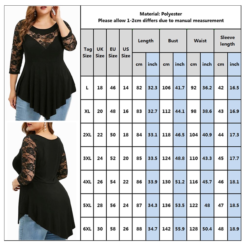 Large Size Sexy O-Neck Long Sleeve Hollow Lace T-Shirt - 200000791 Find Epic Store