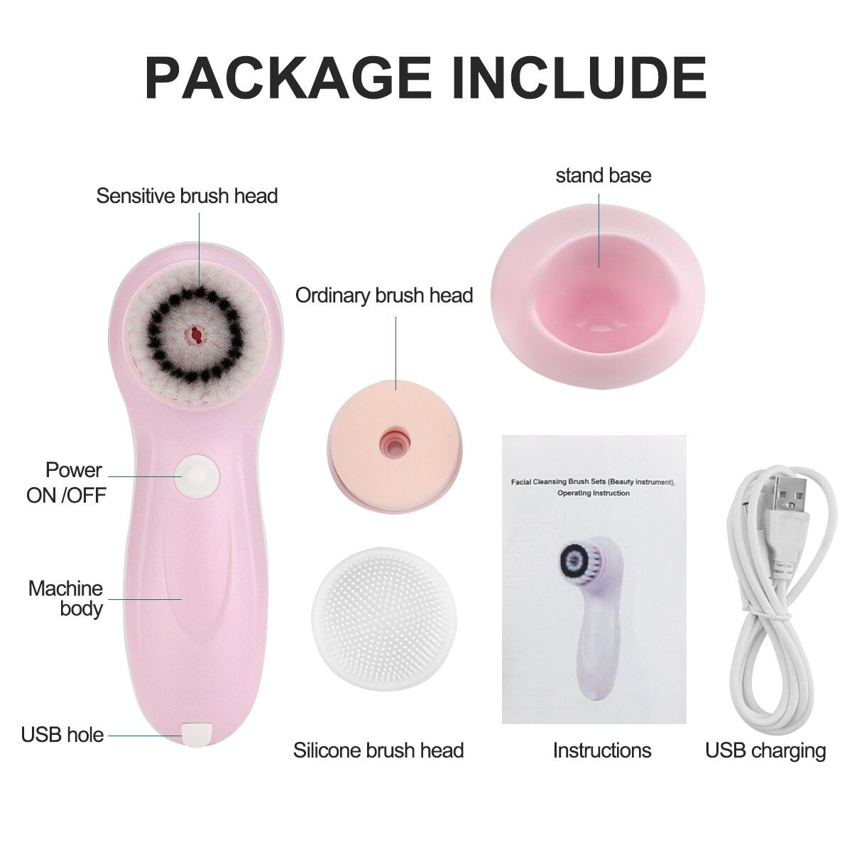 3 in 1 Face Cleansing Brush Silicone Facial Brush Deep Cleaning Pore Cleaner Face Massage Skin Care Waterproof Facial Brush 2021 - 200001202 Find Epic Store