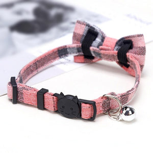 Plaid Grid Cat Collar With Bell Fashion Adjustable Pet Collar With Bow Tie Cat Head Supplies Cotton Striped Bowknot Necklace - 200003709 Find Epic Store