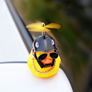 Car Goods Gift Broken Wind Helmet Small Yellow Duck Car Decoration Accessories Wind-breaking Wave-breaking Duck Cycling Decor bobble head - 200003311 Find Epic Store