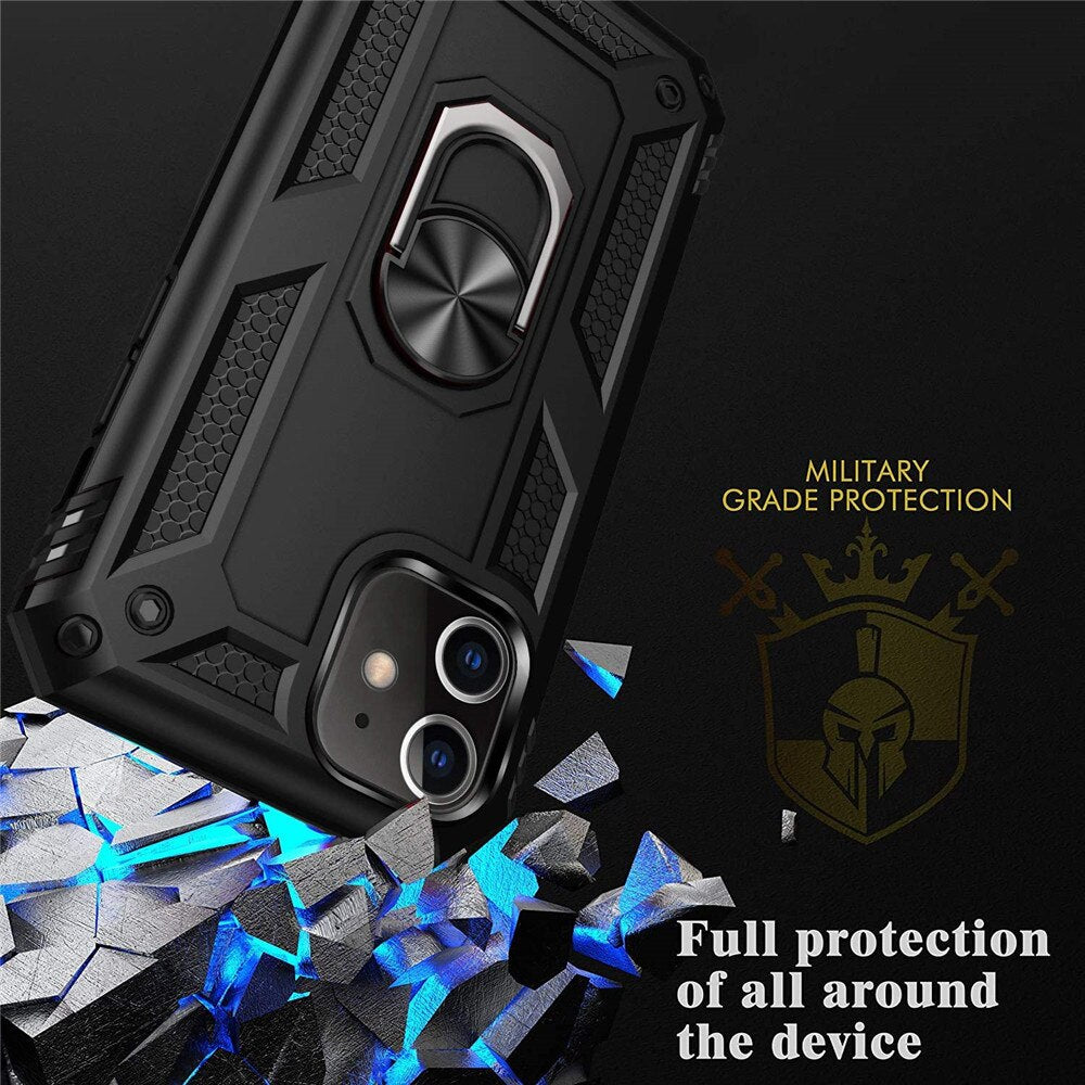 Luxury Armor Shockproof Phone Case For iphone 5 5S SE XS Max 11 Pro XR X 7 8 6 6s Plus Full Cover Car Magnetic Ring Bumper Cases - 380230 Find Epic Store