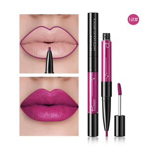 20 Color Matte Lipstick Lip Liner 2 In 1 Brand Makeup Lipstick - 200001142 P1245 12 / United States Find Epic Store