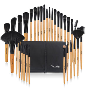 Vander Professional 32pcs Makeup Brushes Set Beauty Cosmetic Tools Champagne Lip Eyeshadow Blush Blending Make up Brushes w/Bag - 200001189 Brown / United States Find Epic Store