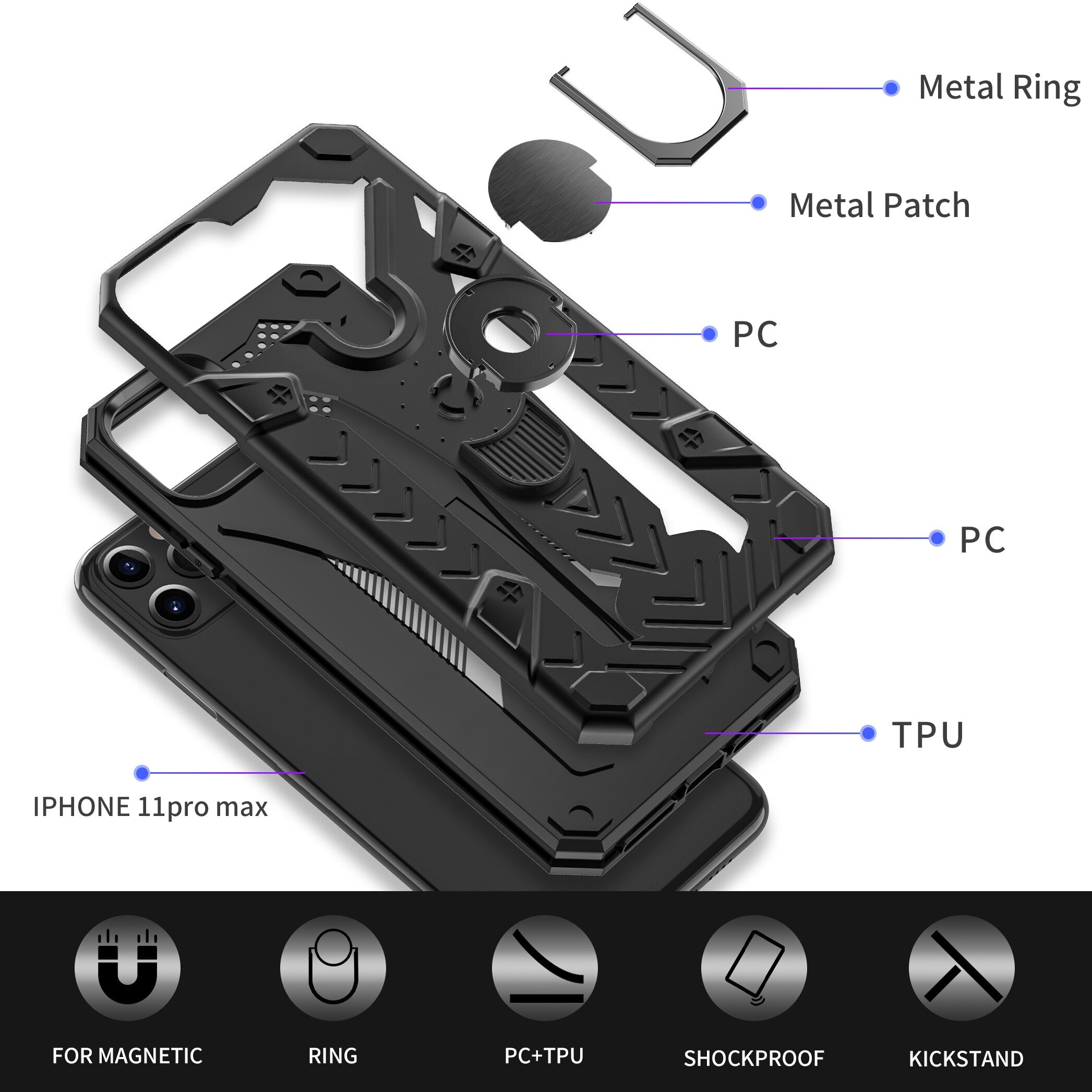 Case For iPhone 12 mini XR X XS 11 12 Pro Max 7 8Plus Case Luxury Armor Shockproof Ring Holder Phone Case For iPhone 12 case - 0 Find Epic Store