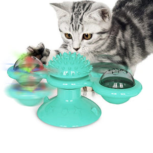 Windmill Cat Toy LED Turntable Teasing Pet Toy Interactive Whirling Puzzle Training Cat Scratching Tickle Kitten Play Game Toys - 200003701 Blue / United States Find Epic Store
