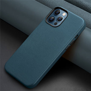 Real Leather Magnetic Case for iPhone 12 Pro Max 12 mini Luxury Phone Cover for iPhone 12 Pro Support Wireless Charging Case - 380230 Find Epic Store