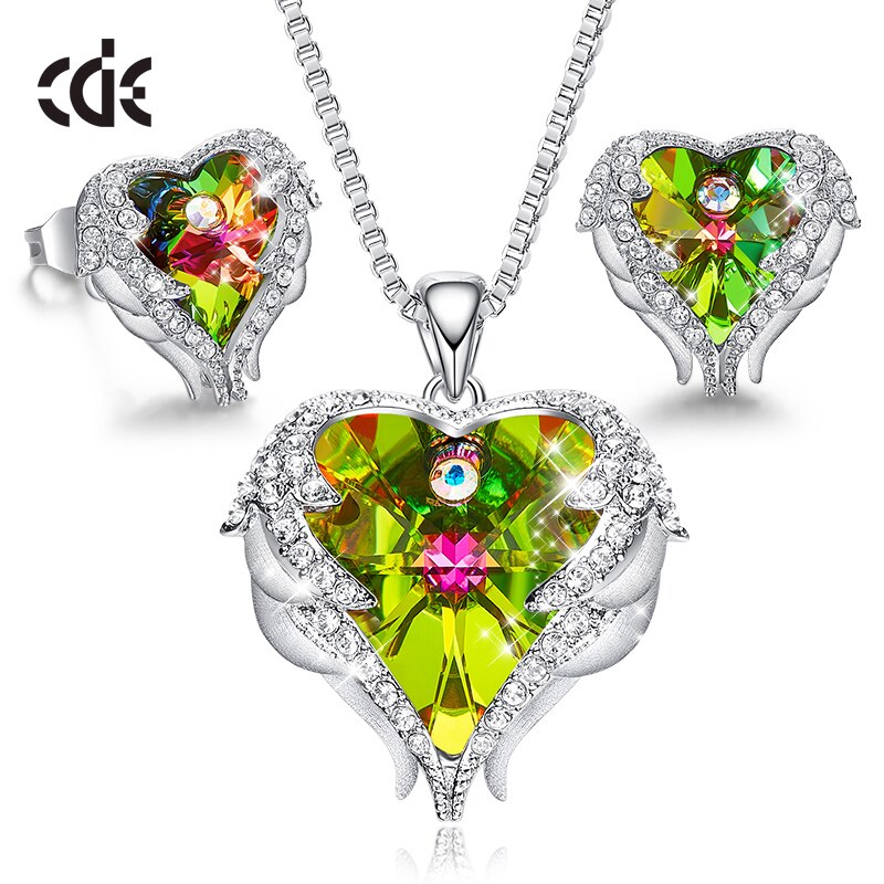 Women Jewelry Set Embellished With Crystals Necklace Stud Earring Set Angel Wing Jewelry Valentine's Day Gift - 100007324 Find Epic Store