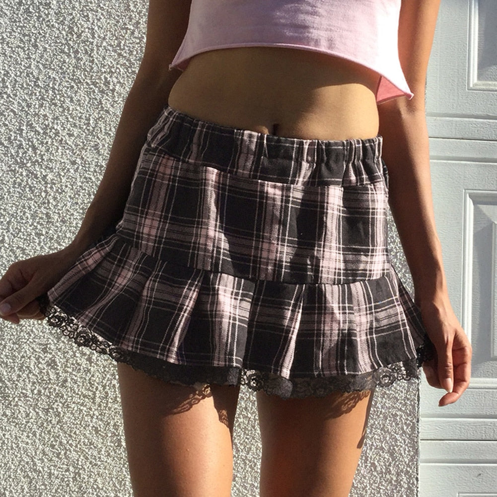 Gothic Y2K Plaid Pleated Skirt - 349 Find Epic Store