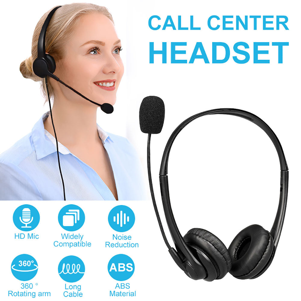 Office Wired Headset With Microphone Call Center Headphone with Noise Canceling Mic for Mpow Computer Phones USB Desktop Boxes - 63705 Find Epic Store