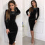Women O-neck Velvet Long-sleeve Dress - 200000347 Black / S / United States Find Epic Store