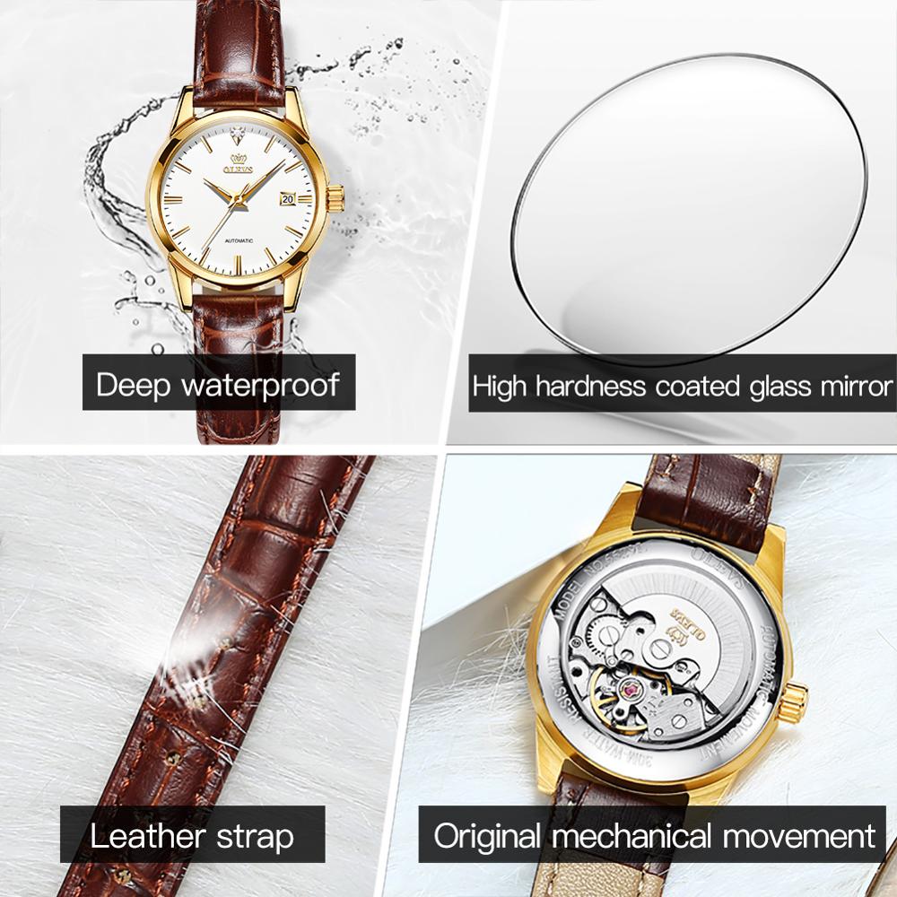 OLEVS Brown Leather Automatic Watch - 200363143 Find Epic Store
