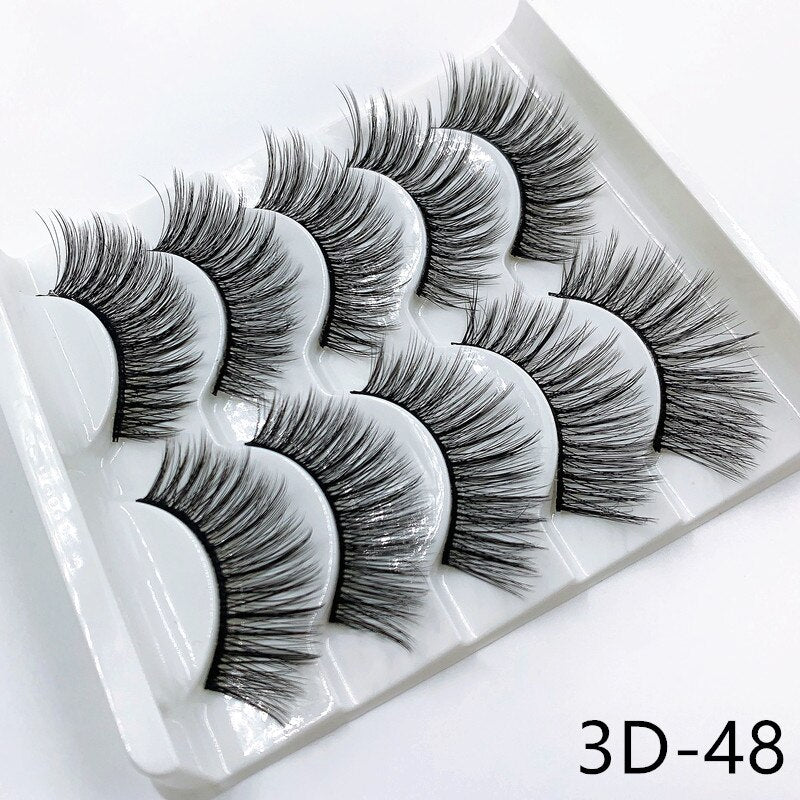 5 pairs 3d mink lashes handmade 3d lashes natural eye lashes makeup lashes extension - 200001197 3D-48 / United States Find Epic Store