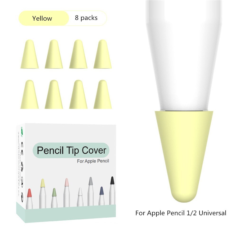 For Apple Pencil 8 pcs Silicone Replacement Tip Case for Apple Pencil 1 2 Touchscreen Stylus Pen Case Nib Protective Cover Skin - 200001095 Yellow / United States Find Epic Store