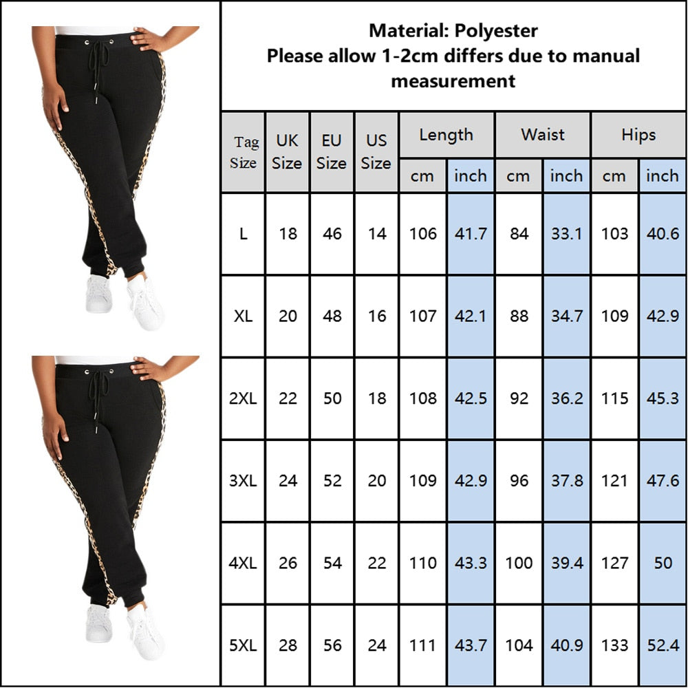 5XL Plus Size Leopard Print Elastic Drawstring Trousers - 200000366 Find Epic Store