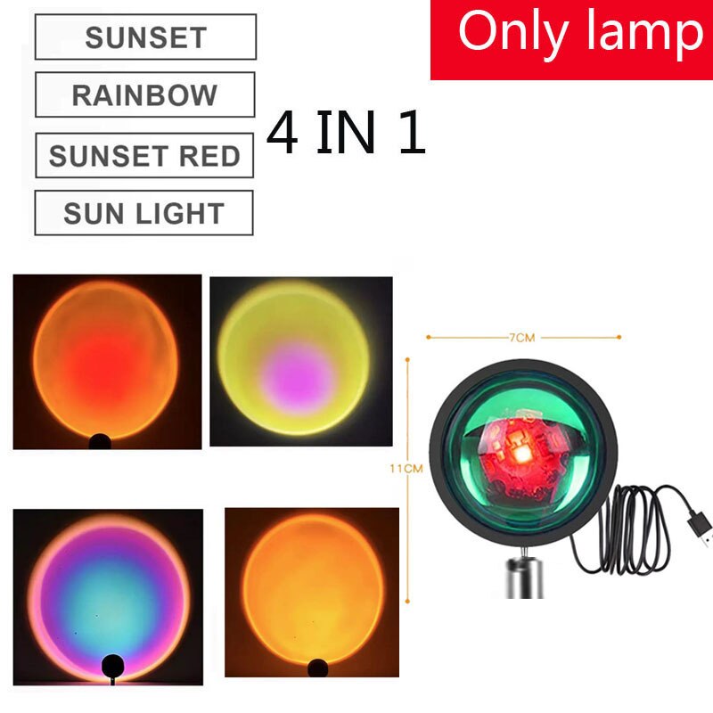 Z30 Sunset Projection Lamp Bedroom Background Rainbow Atmosphere Led Night Light Sunset Light For Home Wall TiktokUSB Table Lamp - 200003824 A-only lump / United States Find Epic Store