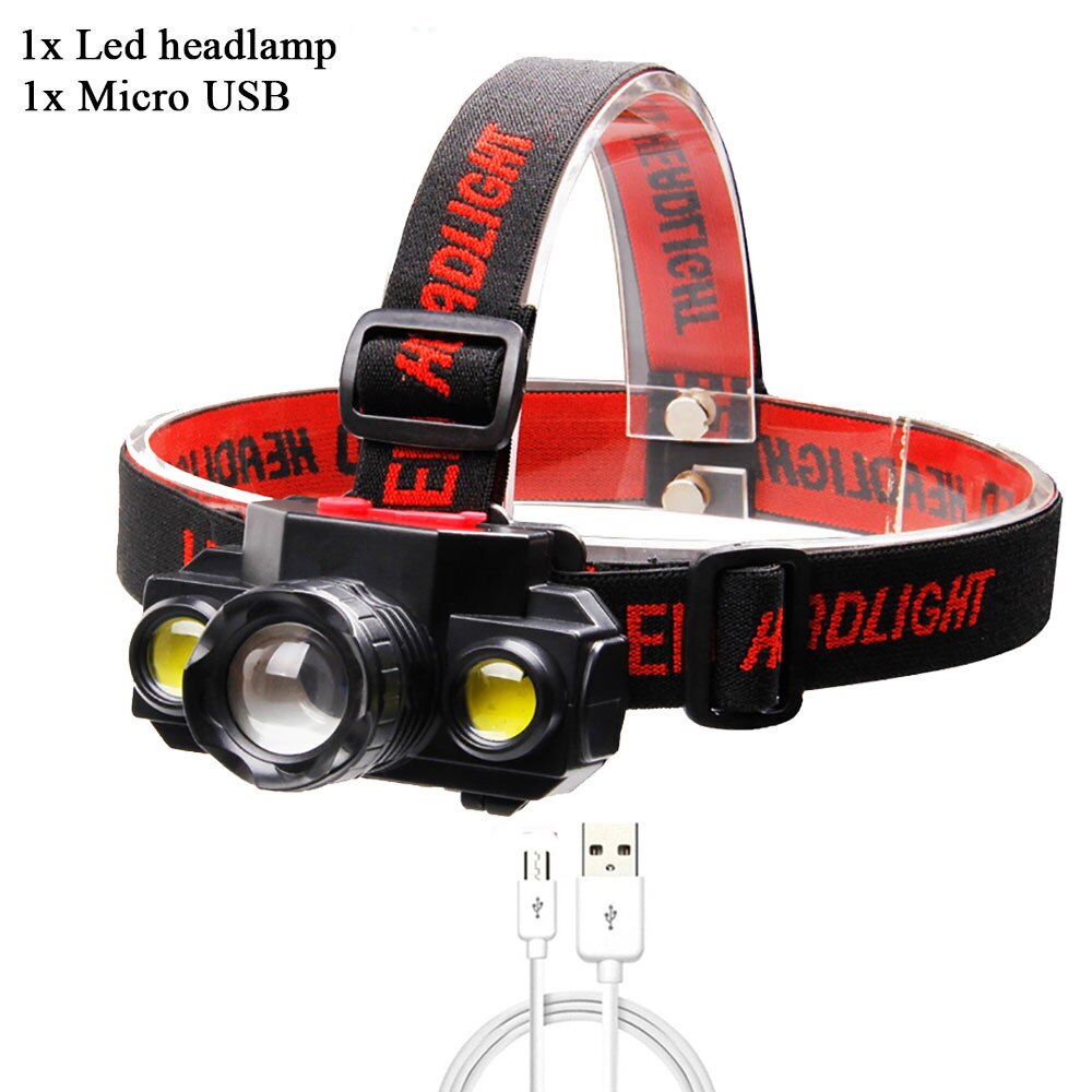 ZK20 Portable T6 COB Headlamps 4 Modes 18650 Head Flashlight USB Rechargeable Handband Lights Zoomable Mini Fishing Headlights - 39050301 Option A / No Battery / United States Find Epic Store