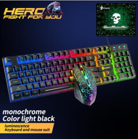 ZK40 1 Set T6 Keyboard and Mouse Rainbow Backlight USB Ergonomic Keyboard for PC Laptop Clavier Gamer Keyboard And Mouse Kit Pad - 70802 United States / Black Find Epic Store