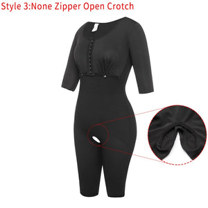 Women Powernet Full Body Shaper Post-Surgery Bodysuit Waist Trainer Corset Slimming Thigh Shapewear Tummy Control Arm shaper - 31205 Black(Open Crotch) / S / United States Find Epic Store