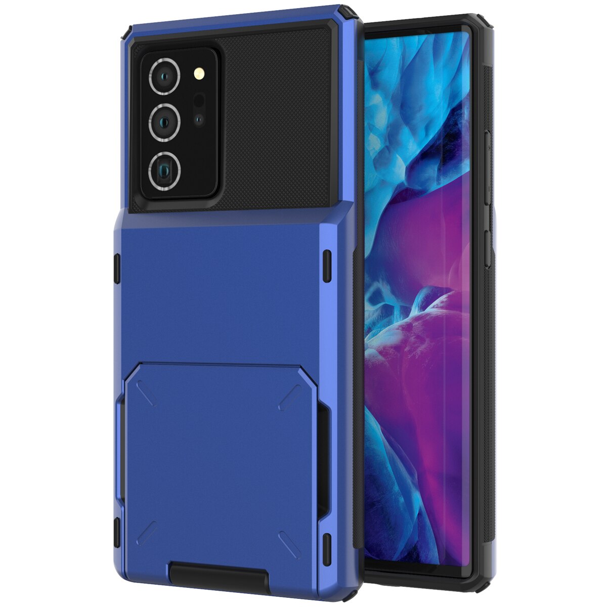 Armor Slide Wallet Cards Holder Phone Case For Samsung Galaxy A750/A8/A9/Note 8/Note 9/Note 20/Note 20 Ultra/S20/S20FE/S20 Ultra/S20 Plus Shockproof - 380230 for Galaxy A 750 / Blue / China Find Epic Store