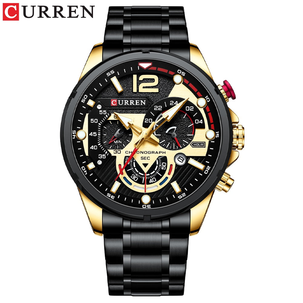 New Green Men's Watches Top Brand Luxury Stainless Steel Quartz Watch Men Sport Date Male Clock Waterproof Wristwatch - 0 Gold black Find Epic Store