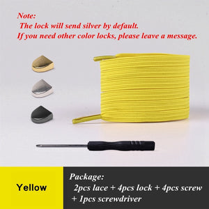 Elastic Shoelaces Flat Metal lock No Tie Shoe lace Kids And Adult Unisex Suitable for all kinds of shoes Sneakers Lazy laces - 3221015 Yellow / United States / 100cm Find Epic Store