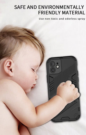 Black Color Case - Shockproof Phone Case For iPhone 6/6s/7/7 Plus/8/8 Plus/X/XR/XS/XS Max/11/11 Pro/11 Pro Max/12/12 Pro/12 Max/12 Mini With Phone Stand Cover - 380230 Find Epic Store