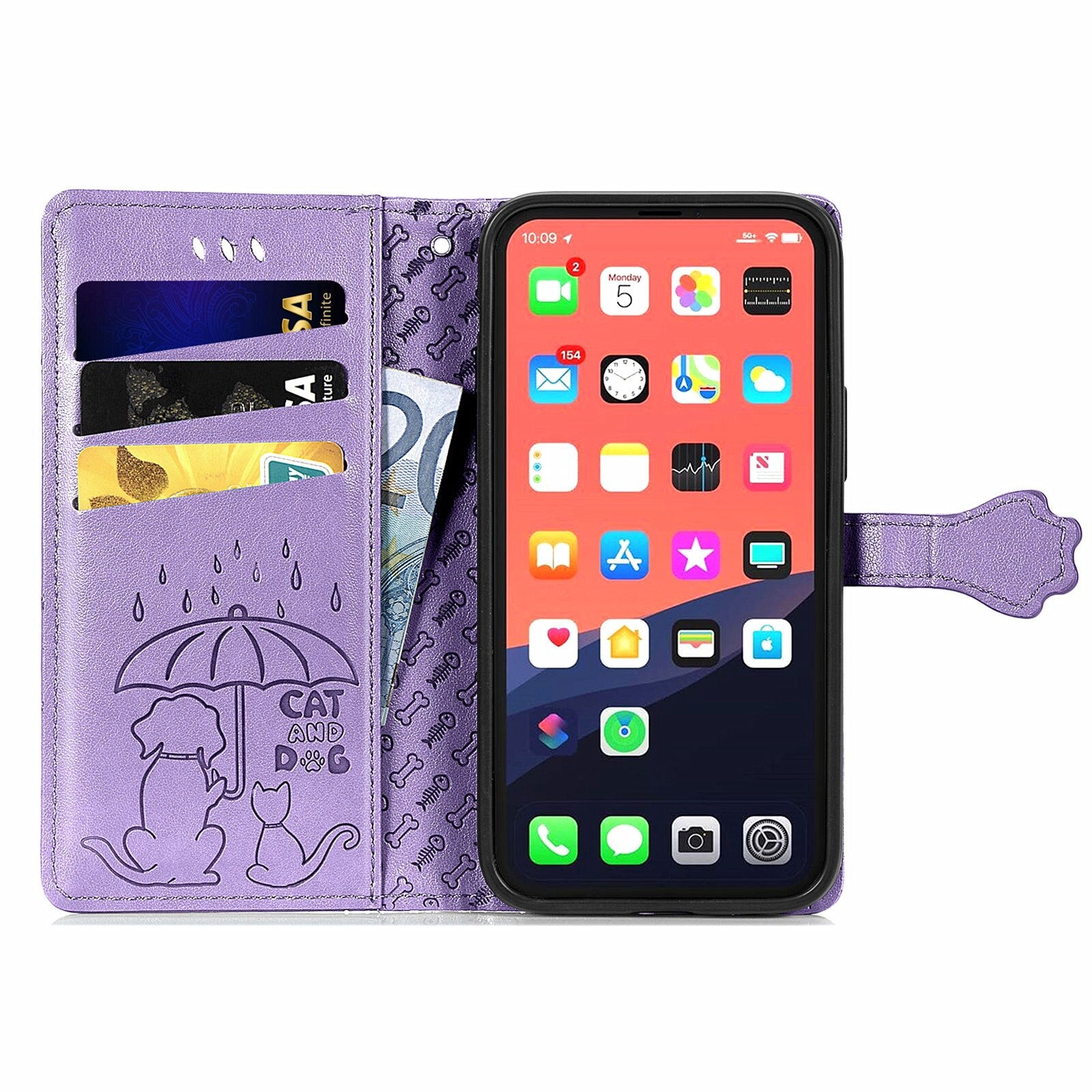 For iPhone 13 Mini, iPhone 13 Max(2021) Wallet Case , Cat Dog PU Leather Folio Flip Cover Credit Card Holder Protective Book Case - 380230 Find Epic Store