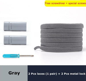 Magnetic Lock Elastic Shoelaces Flat Of Sneakers No tie Shoe Laces Metal locking Easy to put on and take off Lazy Shoelace - 3221015 Gray / United States / 100cm Find Epic Store