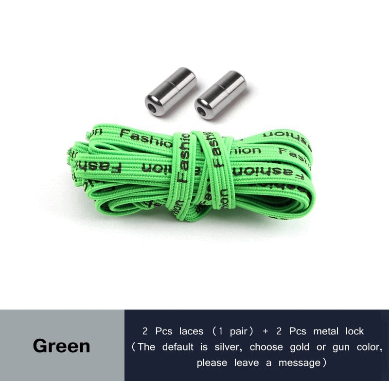 24 Colors Elastic Shoelaces Capsule Metal Suitable for All Universal Lazy Lace Man and Woman Shoes Sneakers No Tie Shoelace - 3221015 Green / United States / 100cm Find Epic Store