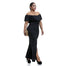 6XL Plus Size Elegant Ruched Ruffle Off Shoulder Dress - 200000347 Find Epic Store