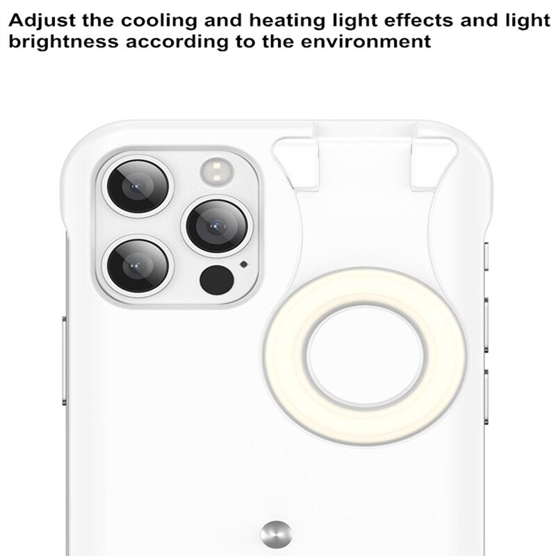 Fill light case For iPhone 12 Pro Max Phone Case Fill Light Selfie Beauty Ring Light Flash Case Capa Stable Shell - 380230 Find Epic Store