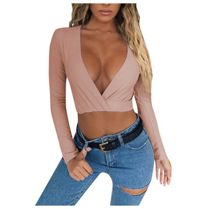 Sexy Deep V Tight Sleeve Short Top Shirt 2019 - 200000791 Pink / S / United States Find Epic Store