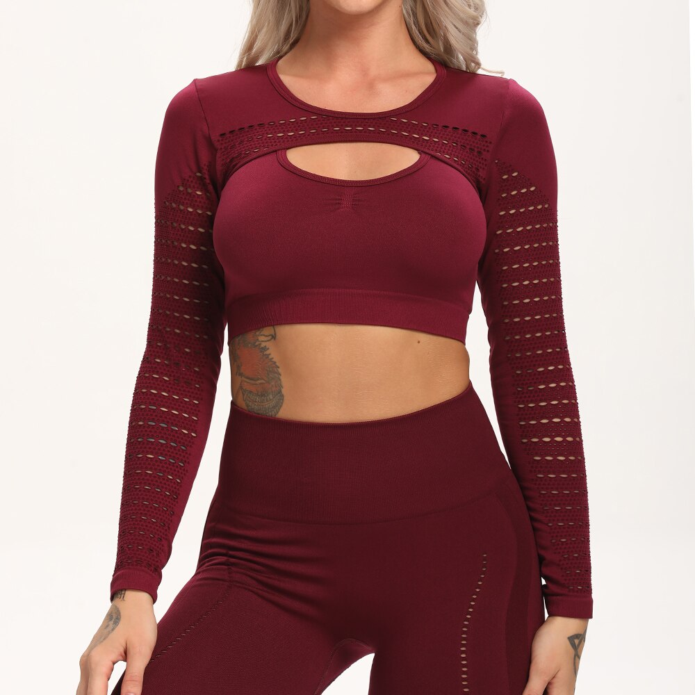 New Long Sleeve Yoga Running Shirts - 200000649 Maroon / S / United States Find Epic Store