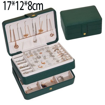 2021 Newly Jewelry Storage Box Large Capacity Portable Lock With Mirror Jewelry Storage Earrings Necklace Ring Jewelry Display - 200001479 United States / Green 05 Find Epic Store