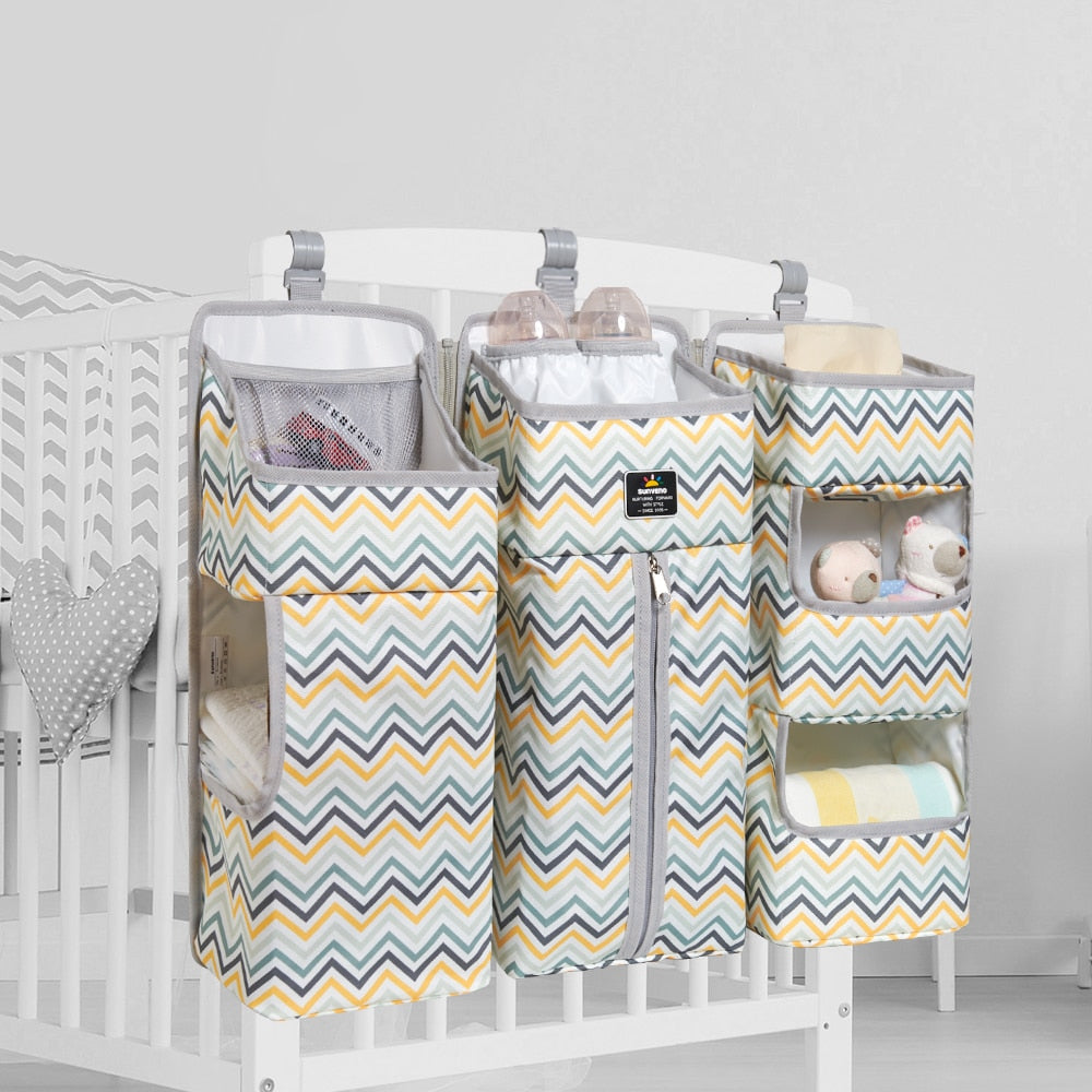 Crib Organizer for Baby Crib Hanging Storage Bag Baby Clothing Caddy Organizer for Essentials Bedding Diaper Nappy Bag - 200002032 Stripe yellow L / United States Find Epic Store